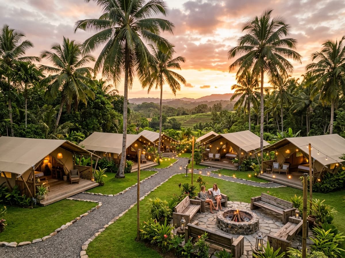 Outdoor camping area at Coconut Garden in Bidadi